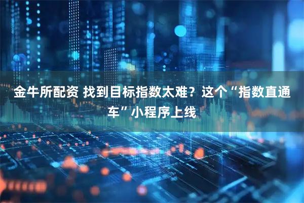 金牛所配资 找到目标指数太难？这个“指数直通车”小程序上线